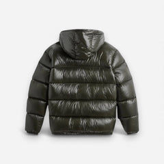 Unisex Pufferjacke mit Kapuze in mittellanger Passform, Produktbild 2