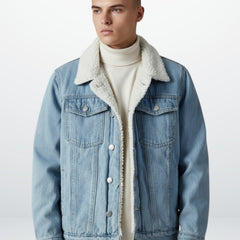 Gefütterte Jeansjacke für Herren mit Fleecekragen, Produktbild 1