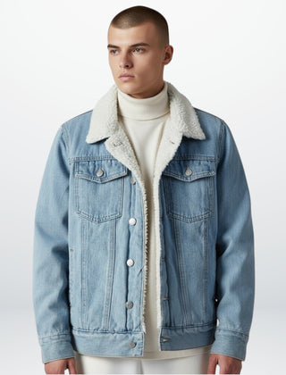 Gefütterte Jeansjacke für Herren mit Fleecekragen, Produktbild 1
