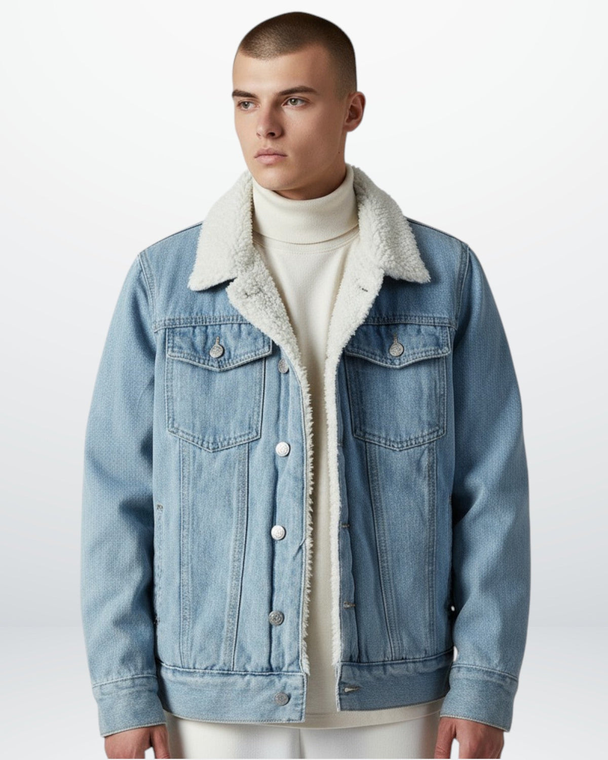 Gefütterte Jeansjacke für Herren mit Fleecekragen, Produktbild 1