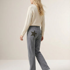 Weite Jeans für Damen mit Sternaufnäher und hohem Bund, Produktbild 2