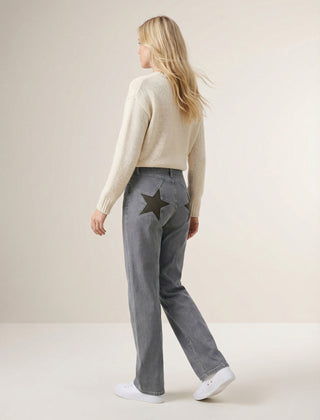 Weite Jeans für Damen mit Sternaufnäher und hohem Bund, Produktbild 2