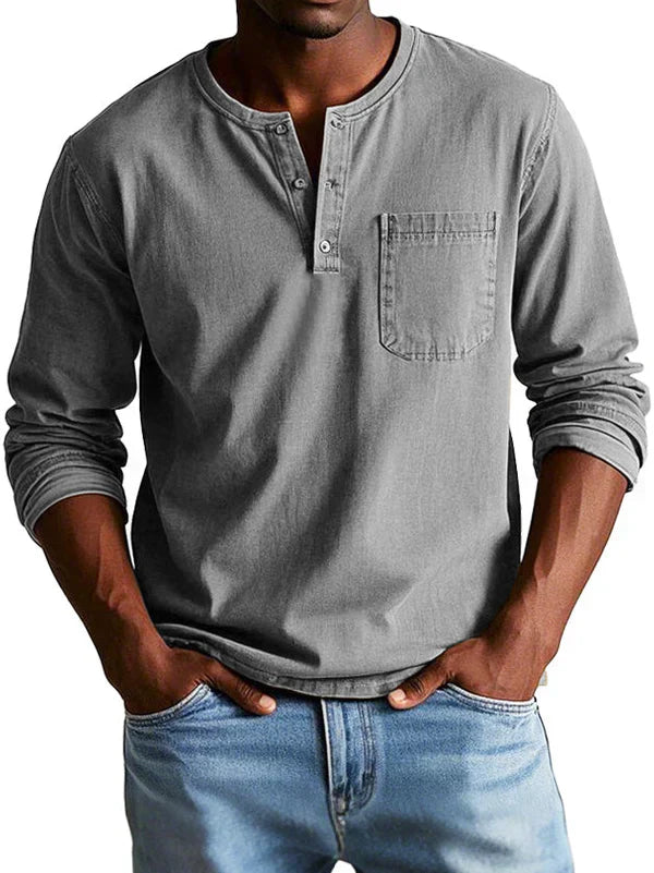 Lässiges Henleyshirt Herren in Grau
