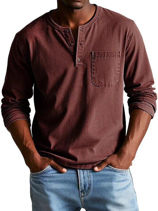 Lässiges Henleyshirt Herren in Rot