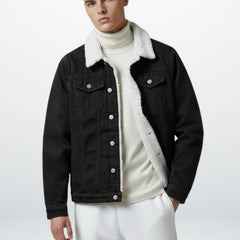 Gefütterte Jeansjacke für Herren mit Fleecekragen, Produktbild 3