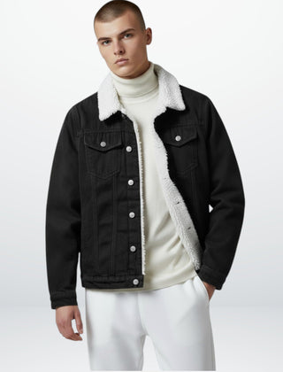 Gefütterte Jeansjacke für Herren mit Fleecekragen, Produktbild 3