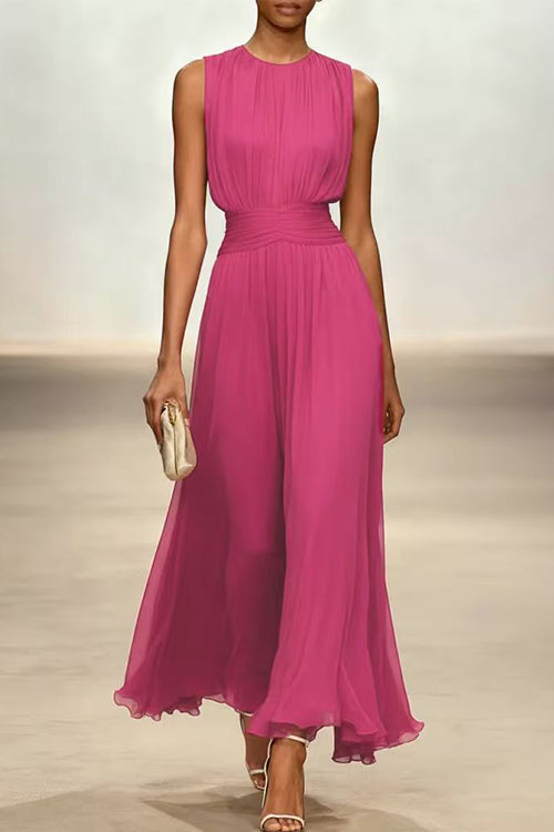 Tailliertes Maxikleid Damen in Pink