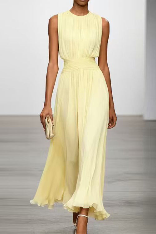 Tailliertes Maxikleid Damen in Gelb