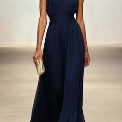 Tailliertes Maxikleid Damen in Marineblau