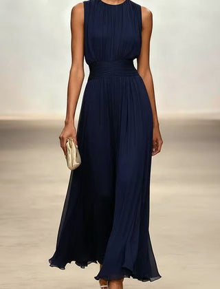 Tailliertes Maxikleid Damen in Marineblau