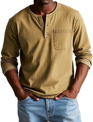 Lässiges Henleyshirt Herren in Khaki