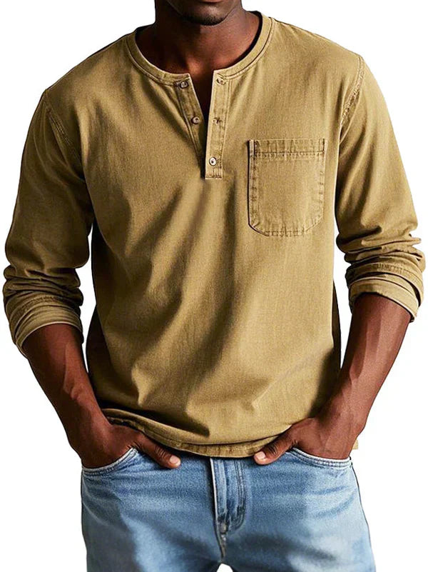 Lässiges Henleyshirt Herren in Khaki