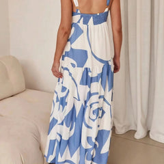 Maxikleid Blau Weiß Print