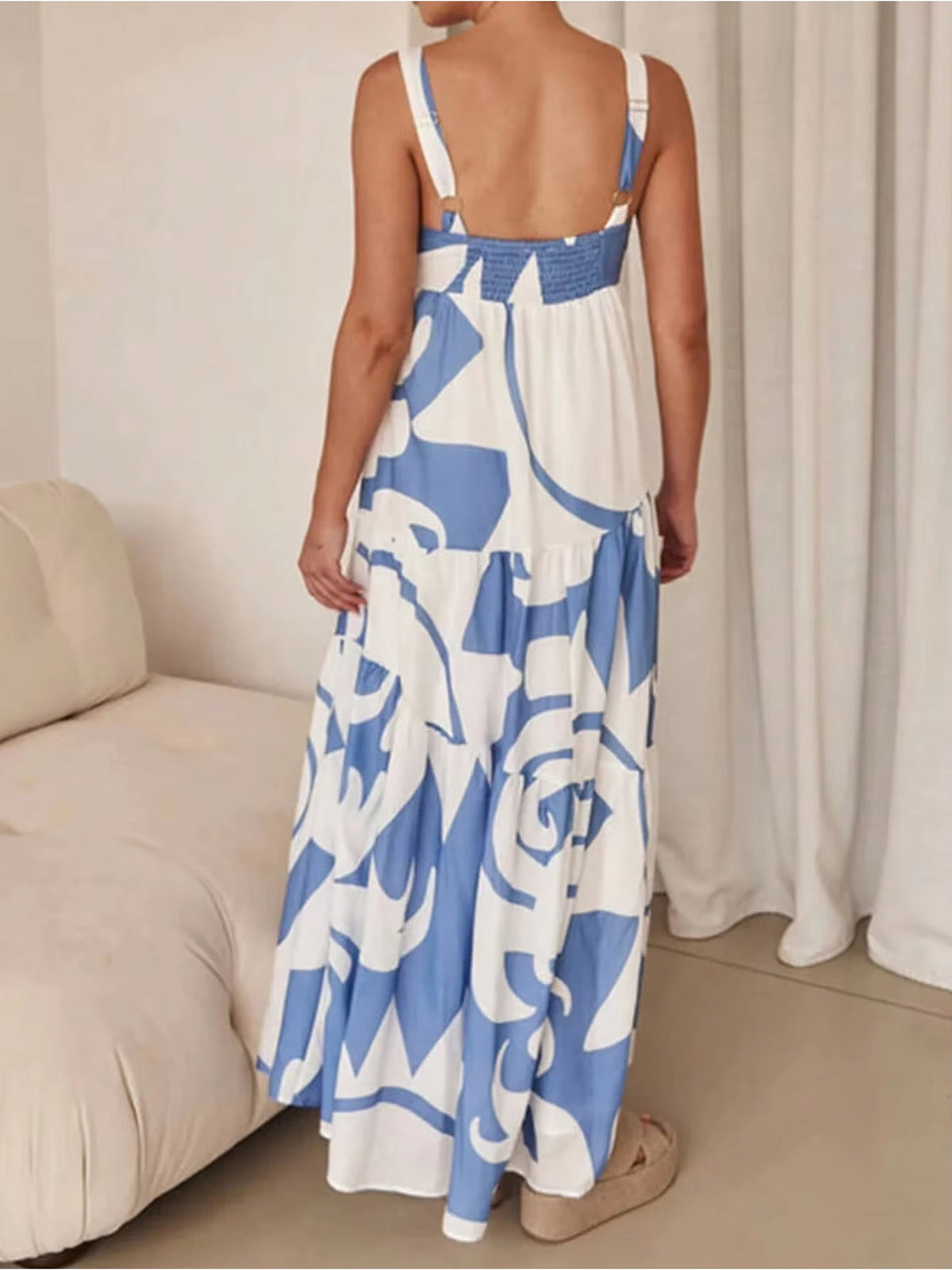 Maxikleid Blau Weiß Print
