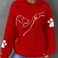 Damenhoodie mit Hundeprint und Waffelstruktur