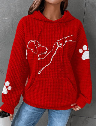Damenhoodie mit Hundeprint und Waffelstruktur