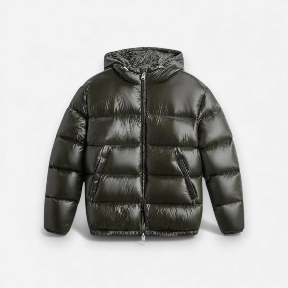 Unisex Pufferjacke mit Kapuze in mittellanger Passform, Produktbild 1