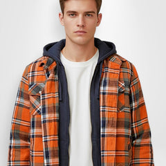 Gefütterte Holzfällerjacke für Herren mit Kapuze im Karomuster, Produktbild 4