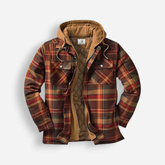Gefütterte Holzfällerjacke für Herren mit Kapuze im Karomuster, Produktbild 5