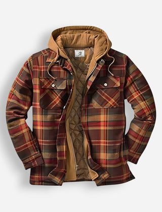Gefütterte Holzfällerjacke für Herren mit Kapuze im Karomuster, Produktbild 5