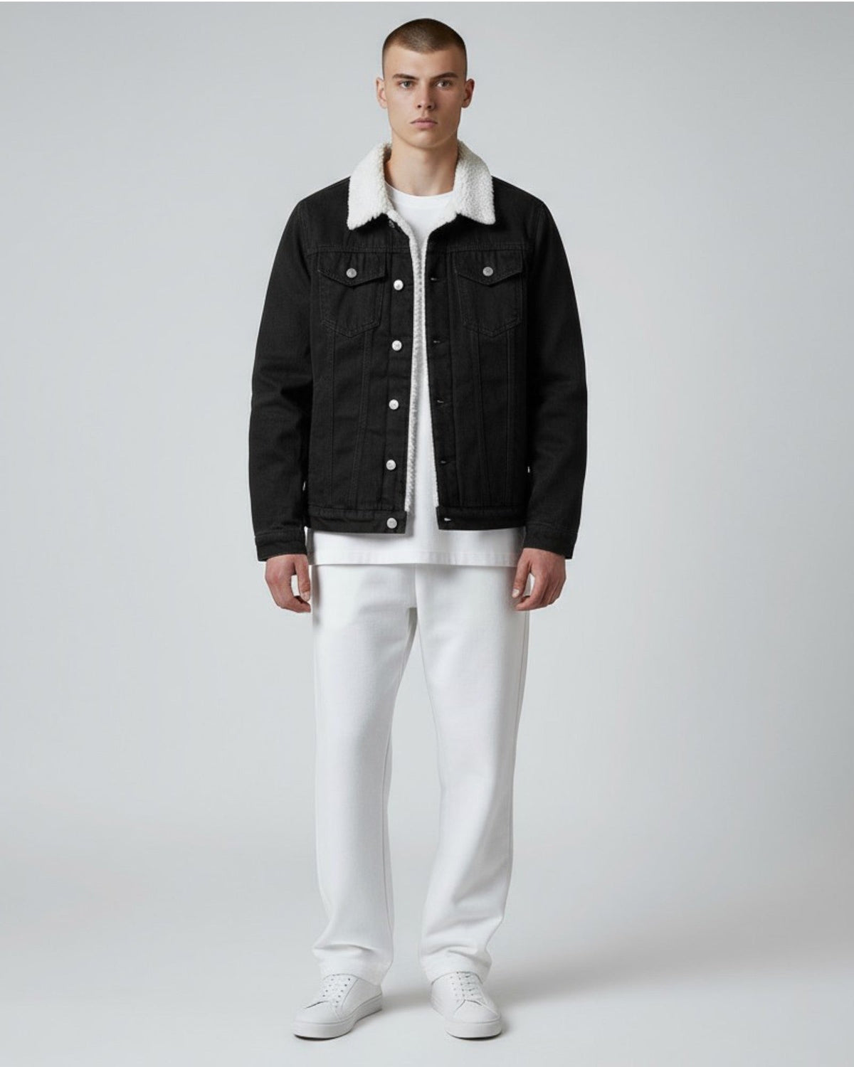 Gefütterte Jeansjacke für Herren mit Fleecekragen, Produktbild 5