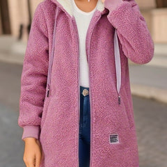 Fleecejacke mit Kapuze aus Kuschelfleece