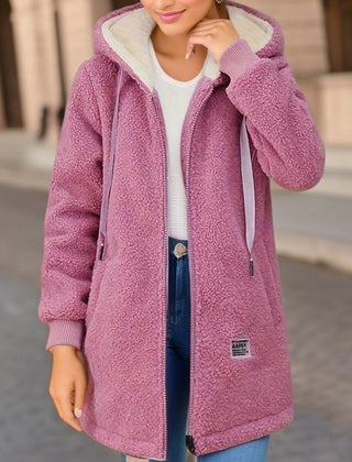 Fleecejacke mit Kapuze aus Kuschelfleece