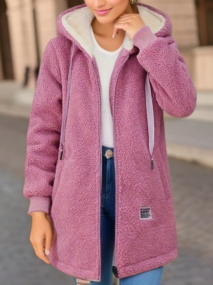 Fleecejacke mit Kapuze aus Kuschelfleece