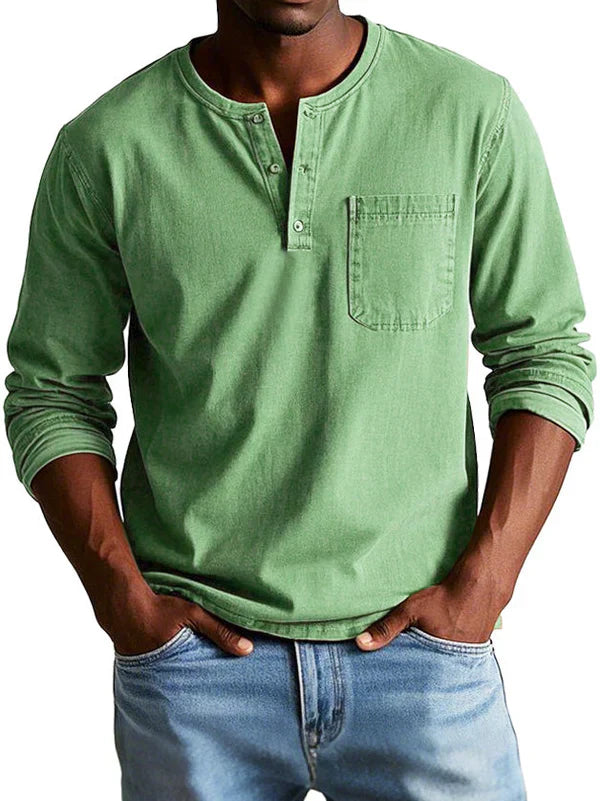 Lässiges Henleyshirt Herren in Grün