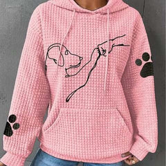 Damenhoodie mit Hundeprint und Waffelstruktur