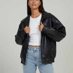 Oversized Bomberjacke für Damen mit Blazerkragen, Produktbild 3
