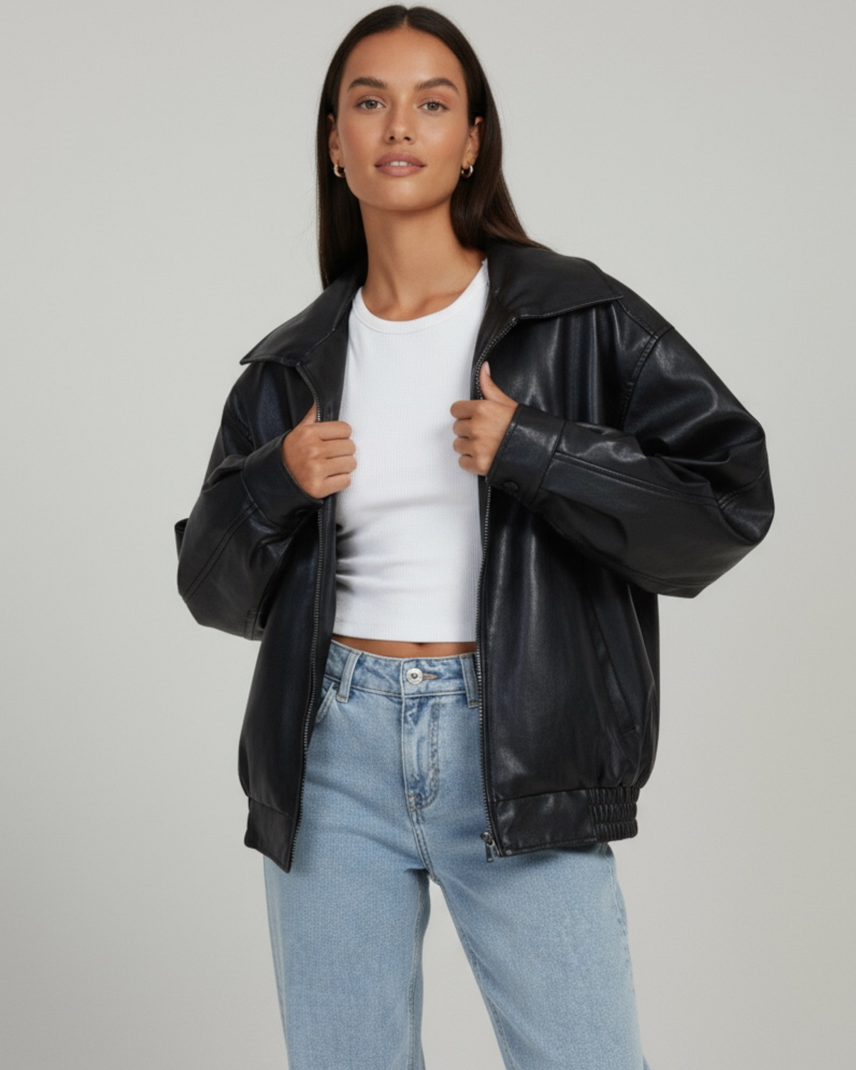 Oversized Bomberjacke für Damen mit Blazerkragen, Produktbild 3
