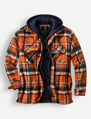 Gefütterte Holzfällerjacke für Herren mit Kapuze im Karomuster, Produktbild 6