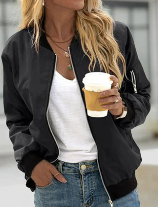 Klassische Bomberjacke Damen in Schwarz