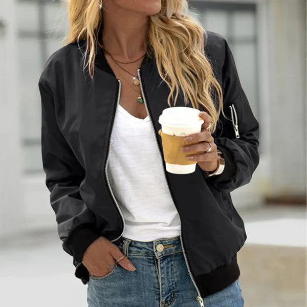 Klassische Bomberjacke Damen in Schwarz