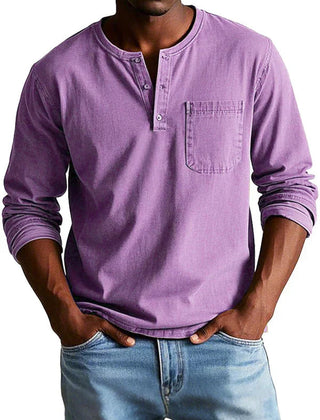 Lässiges Henleyshirt Herren in Lila