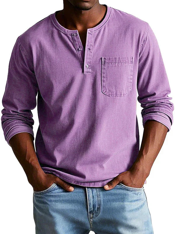 Lässiges Henleyshirt Herren in Lila