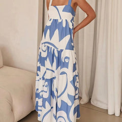 Maxikleid Blau Weiß Print