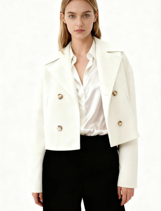 Kurze Damenjacke mit Reverskragen und doppelreihigem Verschluss, Produktbild 6