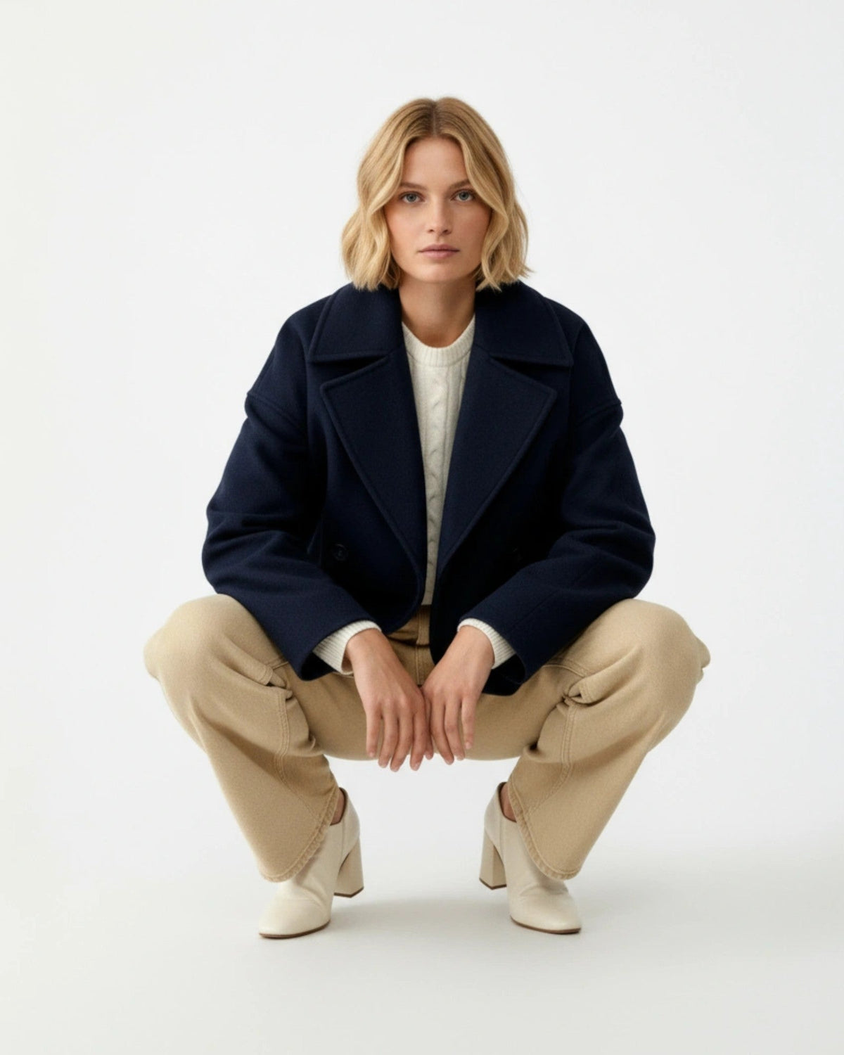 Kurze Damenjacke mit Reverskragen und doppelreihigem Verschluss, Produktbild 4