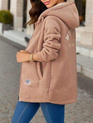 Fleecejacke mit Kapuze aus Kuschelfleece