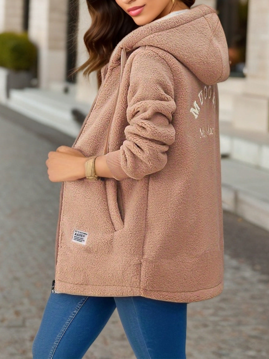 Fleecejacke mit Kapuze aus Kuschelfleece