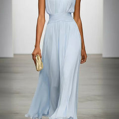 Tailliertes Maxikleid Damen in Blau