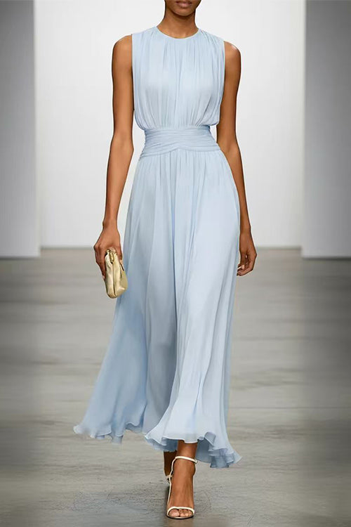 Tailliertes Maxikleid Damen in Blau
