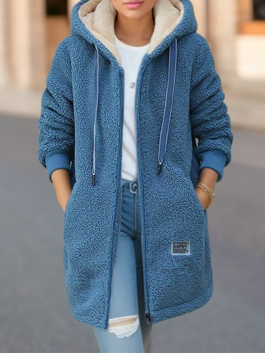 Fleecejacke mit Kapuze aus Kuschelfleece