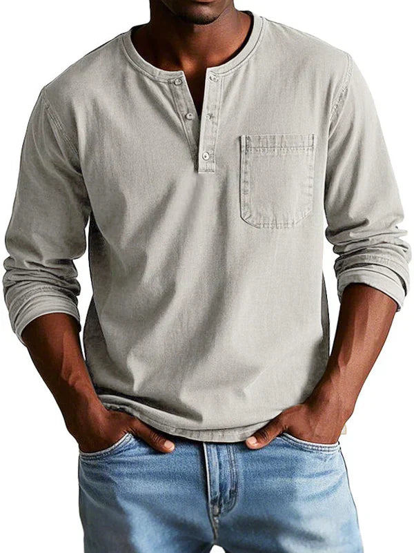 Lässiges Henleyshirt Herren in Beige