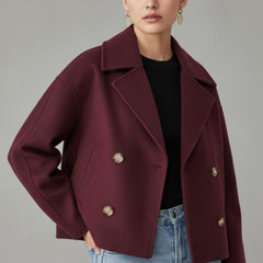 Kurze Damenjacke mit Reverskragen und doppelreihigem Verschluss, Produktbild 9