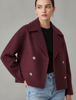 Kurze Damenjacke mit Reverskragen und doppelreihigem Verschluss, Produktbild 9