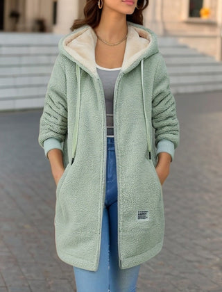 Fleecejacke mit Kapuze aus Kuschelfleece