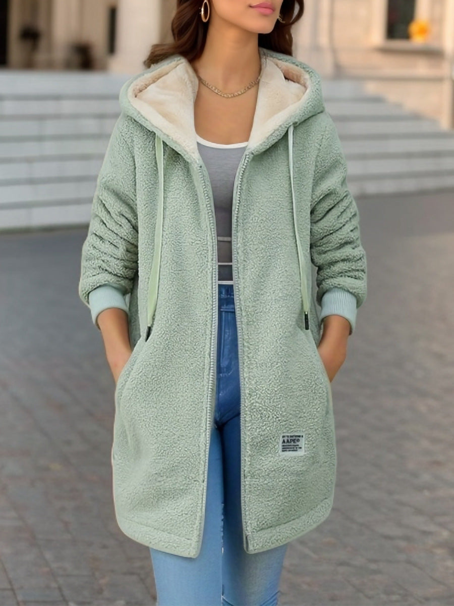 Fleecejacke mit Kapuze aus Kuschelfleece